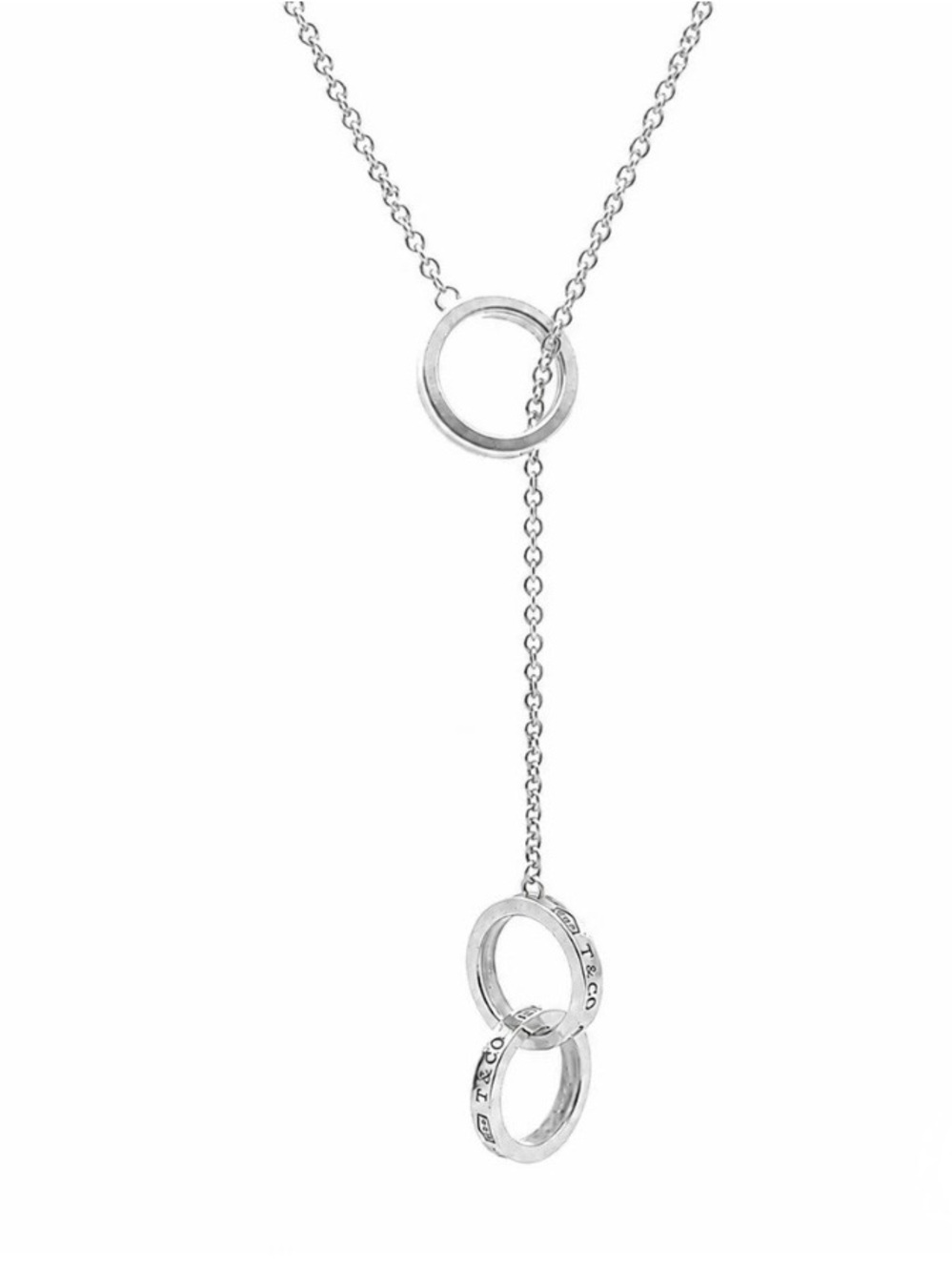 Vintage Tiffany & Co. 1837 Interlocking Circles Lariat Necklace Sterling Silver - Picture 2 of 11